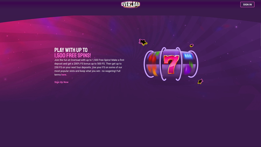 Overload Casino Desktop Promotions