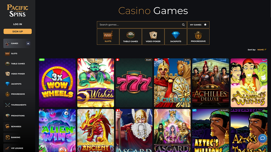 Pacific Spins Casino Desktop Games