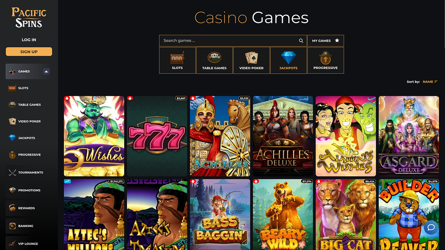 Pacific Spins Casino Desktop Jackpot