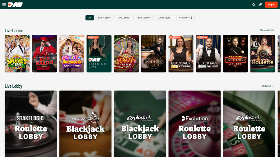 Paf Casino Desktop Live Dealer