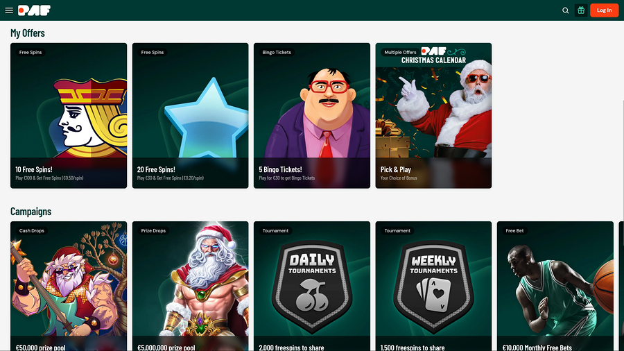 Paf Casino Desktop-kampanjer