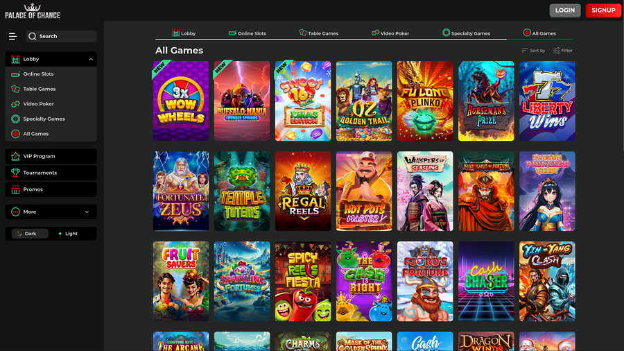 Palace of Chance Desktop Games