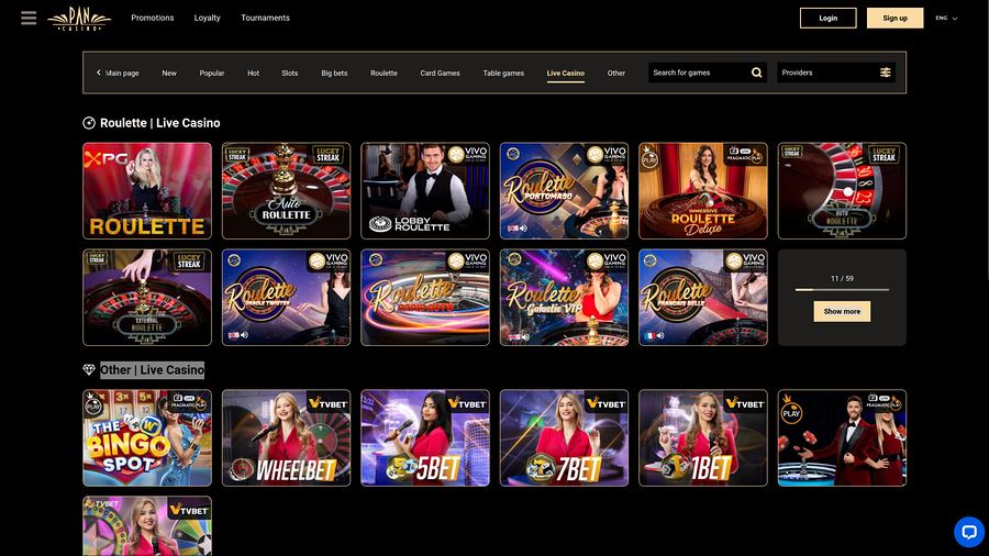 Pan Casino Desktop Live Dealer