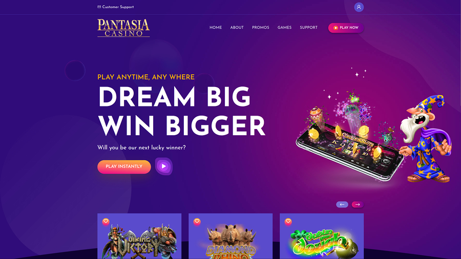 Pantasia Casino Desktop Homepage