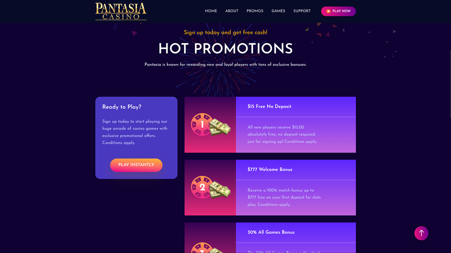 Pantasia Casino Desktop Promotions