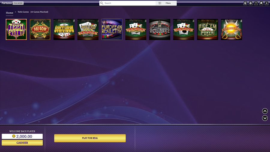 Pantasia Casino Desktop Table Games