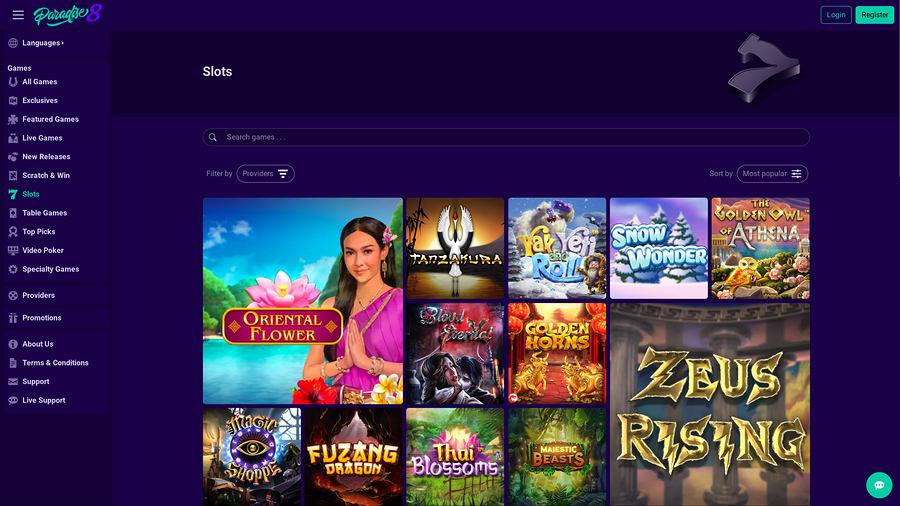 Paradise 8 Casino Desktop Games