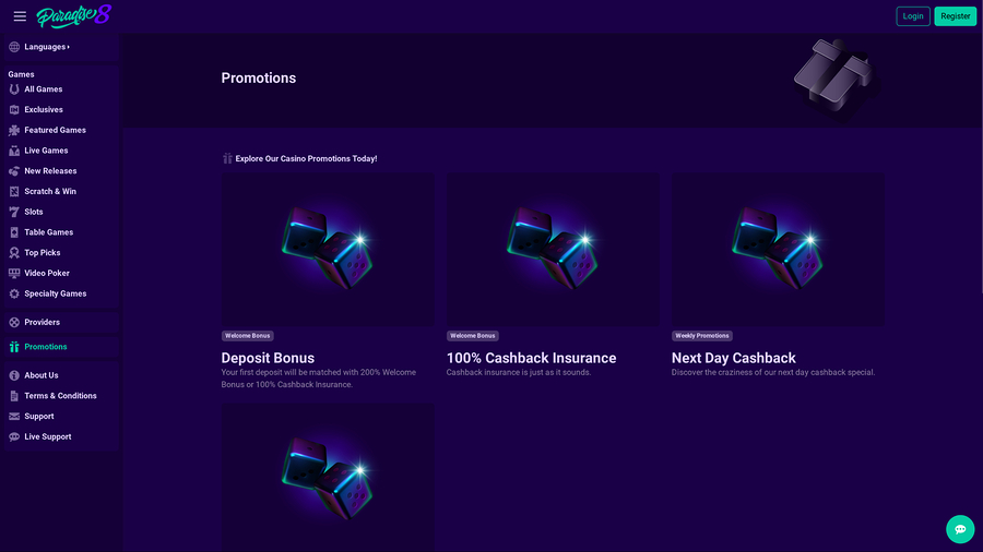 Paradise 8 Casino Desktop Promotions