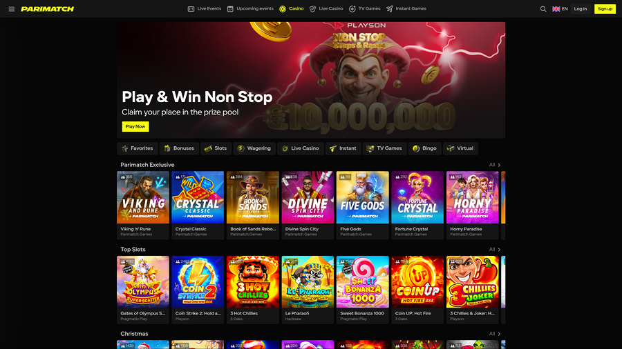 Parimatch Casino Desktop Homepage