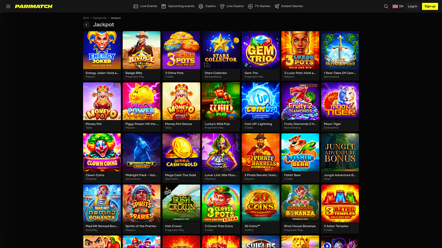 Parimatch Casino Desktop Jackpot