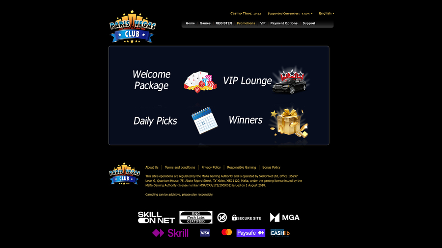 Paris Vegas Casino Desktop Promotions