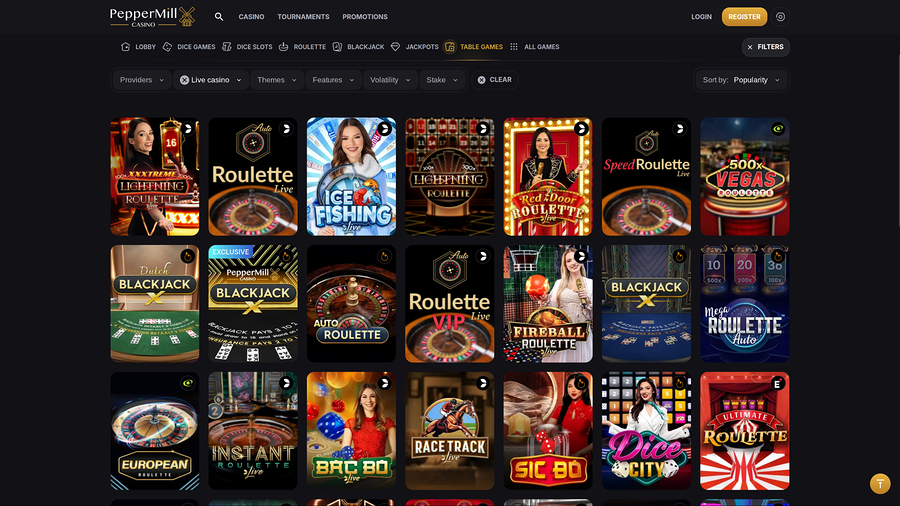 PepperMill Casino Desktop Live Dealer