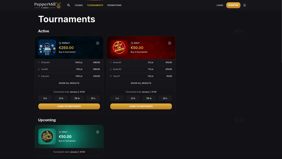 PepperMill Casino Desktop Tournaments