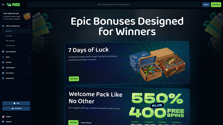 Promociones de escritorio de Pike Casino