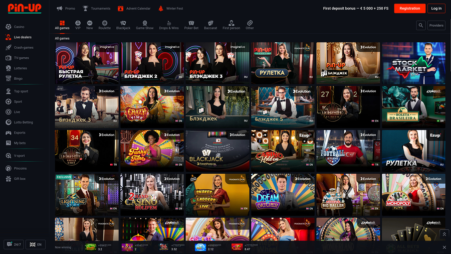 Pin Up Casino Desktop Live Dealer