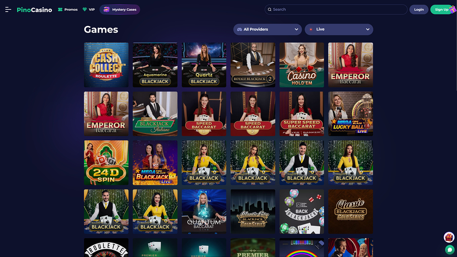 Pino Casino Desktop Live Dealer