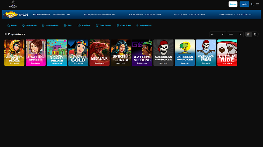 Platinum Reels Casino Desktop Jackpot