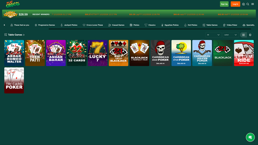 Play Croco Casino Desktop Table Games