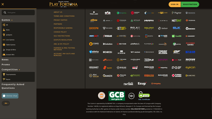 Play Fortuna Casino Desktop Game Developers