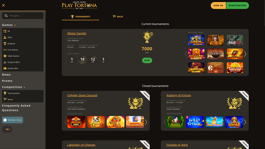 Play Fortuna Casino Desktop Tournaments