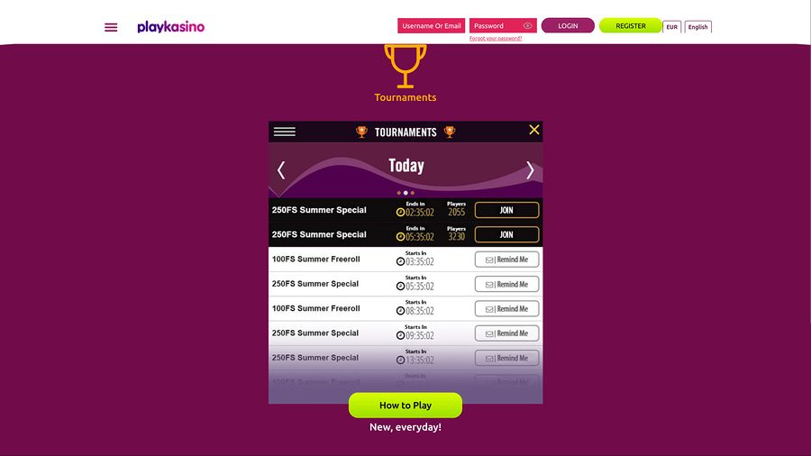 Play Kasino Desktop Tournaments