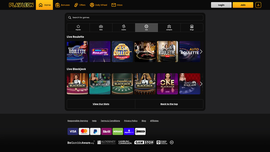 Play Leon Casino Desktop Live Dealer