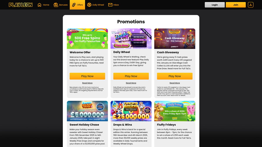 Play Leon Casino Desktop Promotions