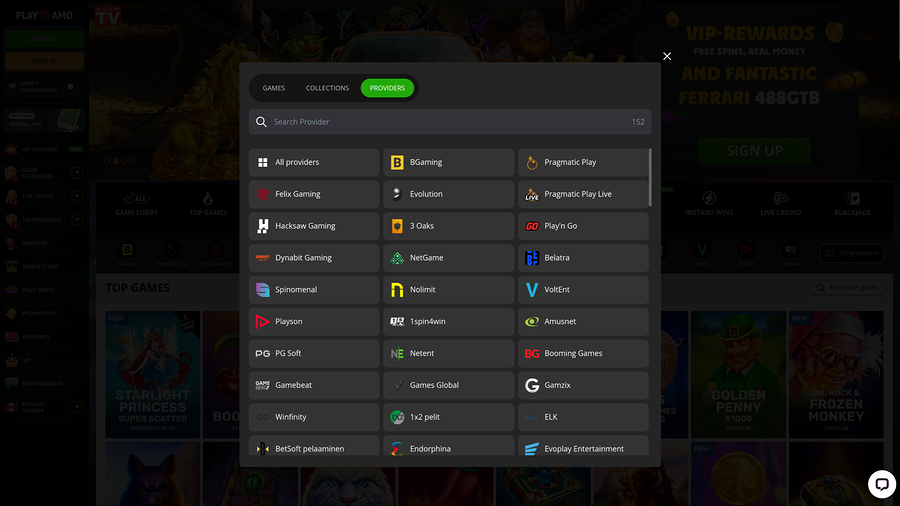 Playamo Casino Desktop Game Developers