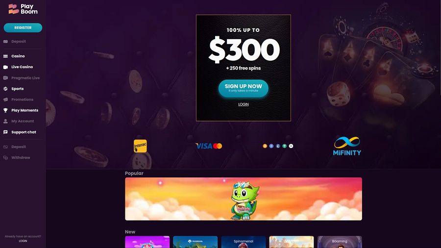 Playboom Casino Desktop Homepage