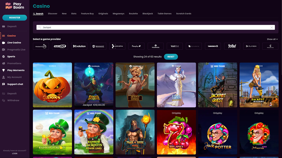 Playboom Casino Desktop Jackpot