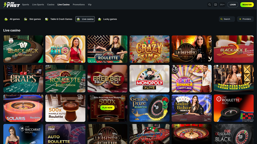 PlayFast Casino Desktop Live Dealer