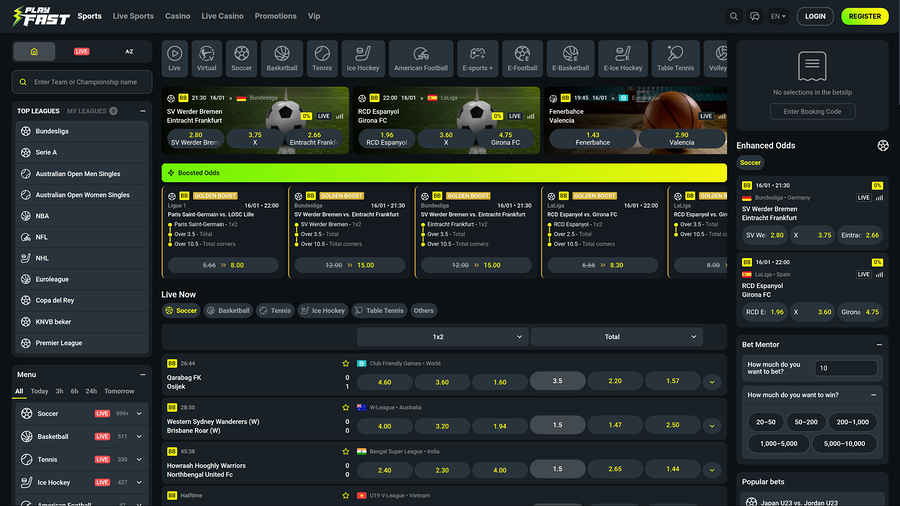 PlayFast Casino Desktop Sports