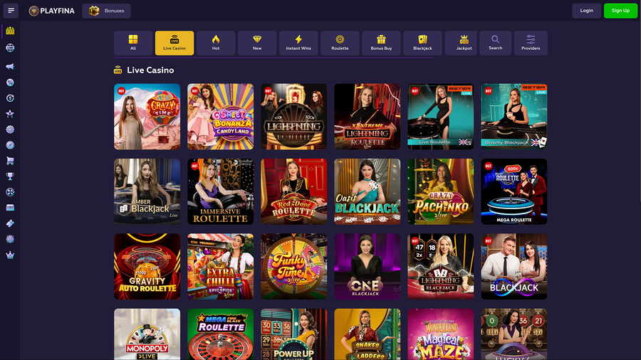 Playfina Casino Desktop Live Dealer