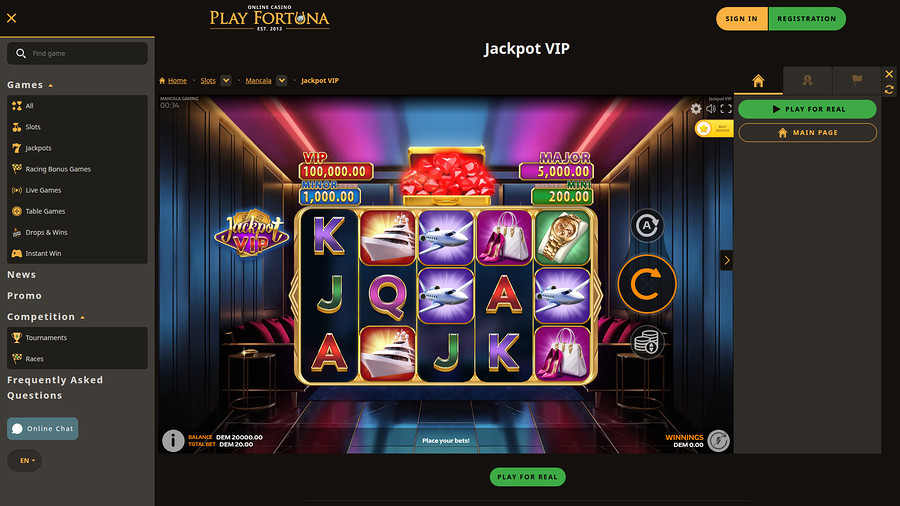 Play Fortuna Casino Desktop VIP Program