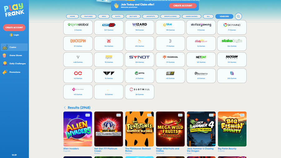 PlayFrank Casino Game Developers Desktop