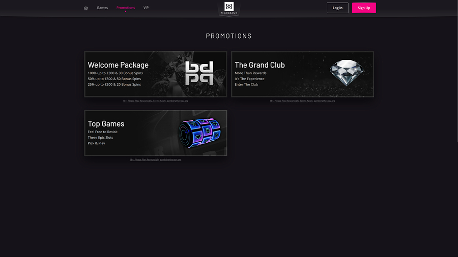 Playgrand Casino Desktop Promotions