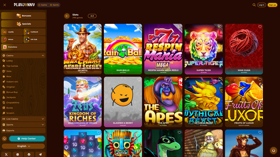 PlayJonny Casino Desktop Games