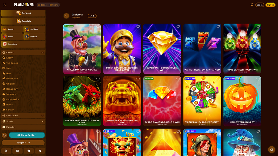 PlayJonny Casino Desktop Jackpot