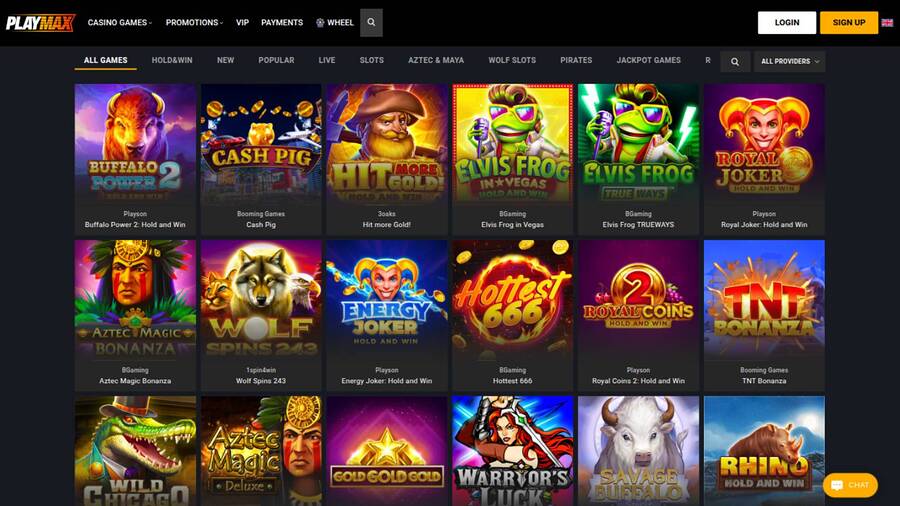 Games page screenshot of Playmax Casino