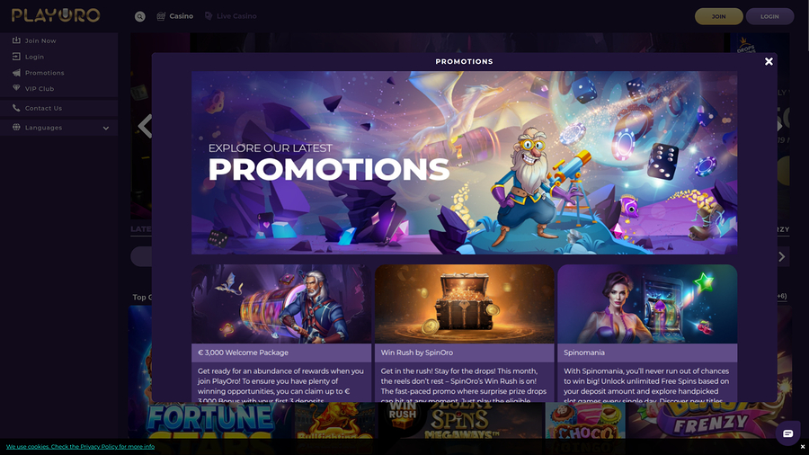 PlayOro Desktop Promotions