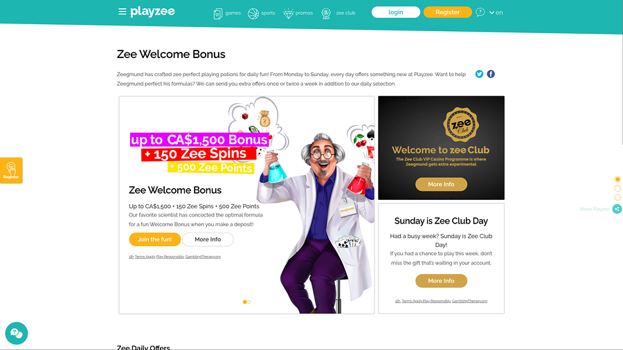 PlayZee Casino Desktop Promotions