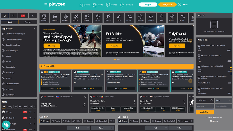 PlayZee Casino Desktop Sports