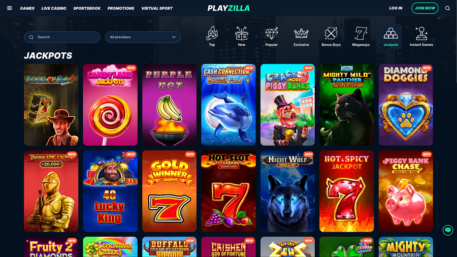 Playzilla Casino Desktop Jackpot