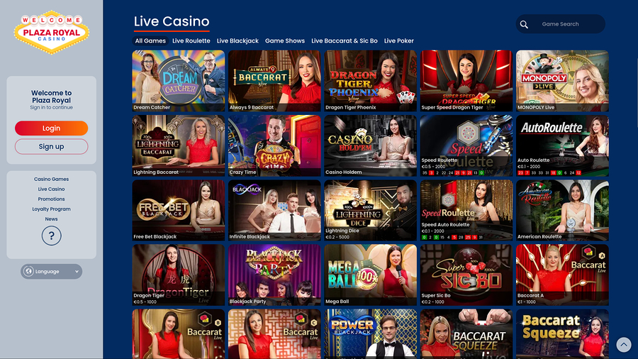 Plaza Royal Casino Desktop Live Dealer
