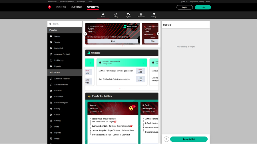PokerStars Desktop Sports