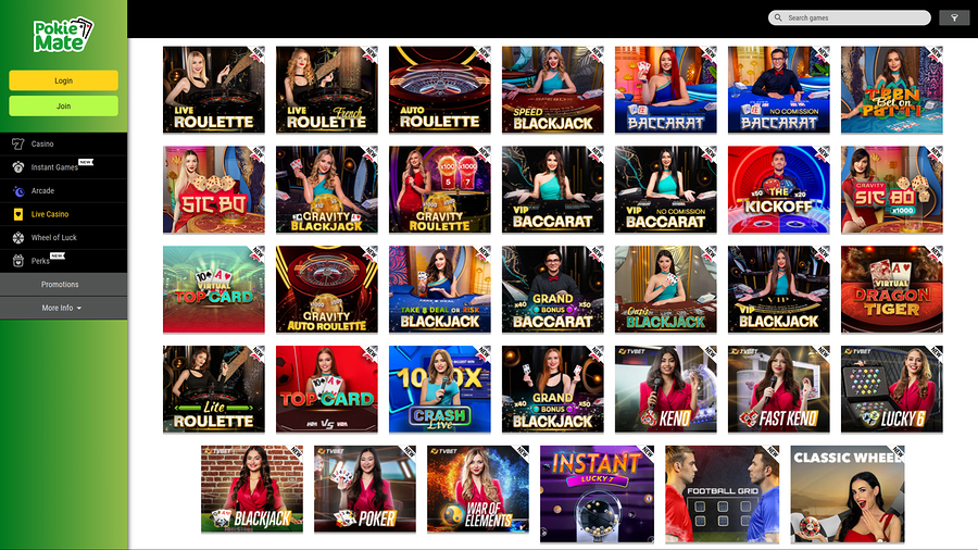 Pokie Mate Casino Desktop Live Dealer