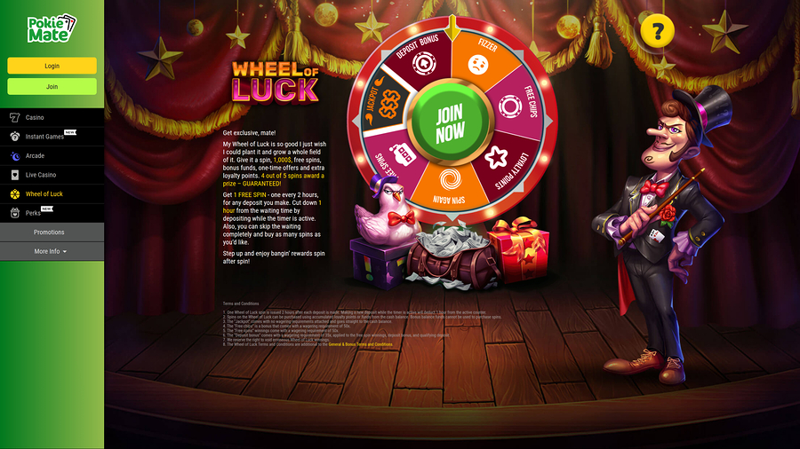 Pokie Mate Casino Desktop Wheel