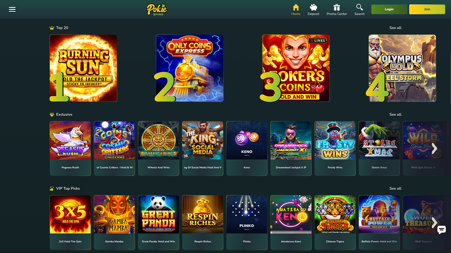Pokie Spins Casino Desktop Games