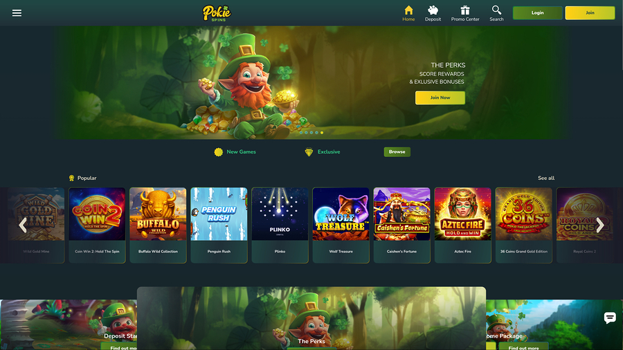 Pokie Spins Casino Desktop Homepage
