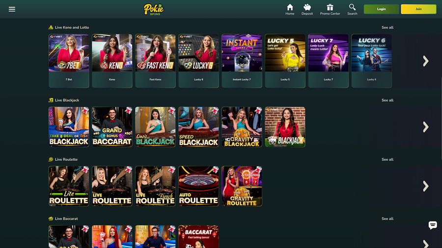 Pokie Spins Casino Desktop Live Dealer